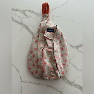 KAVU Tan and Cream Flamingo Sling Bag.  EUC